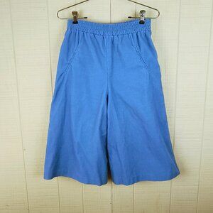 Vintage 80s Corduroy Gaucho Pants Wide Leg Culottes Blue